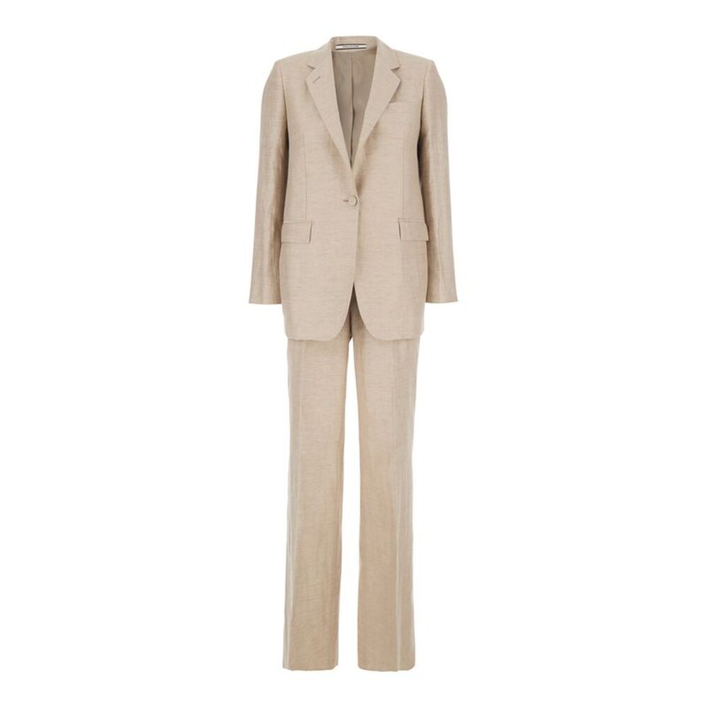 Tagliatore Women Beige Single-Breasted Suit With Notched Revers For Women